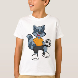 T-shirt Racon comme joueur de football avec balle de footb