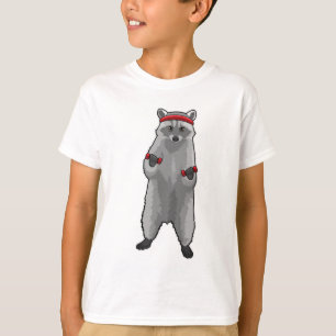 T-shirt Racoon à Fitness avec Dumbbells