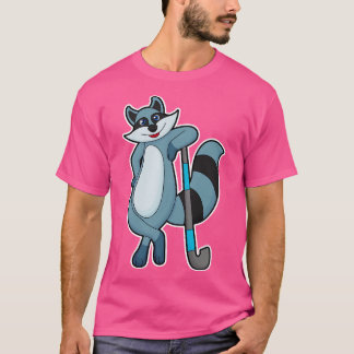 T-shirt Racoon à Hockey avec bâton de hockey