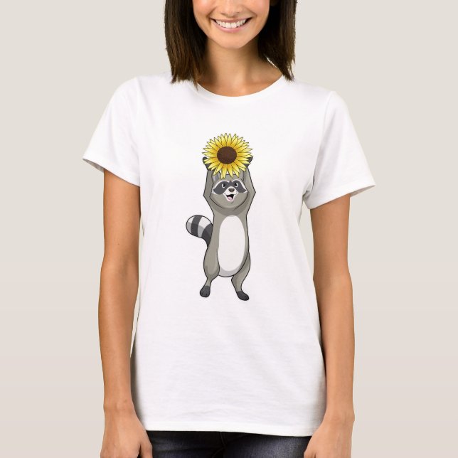 T-shirt Racoon avec tournesol (Devant)
