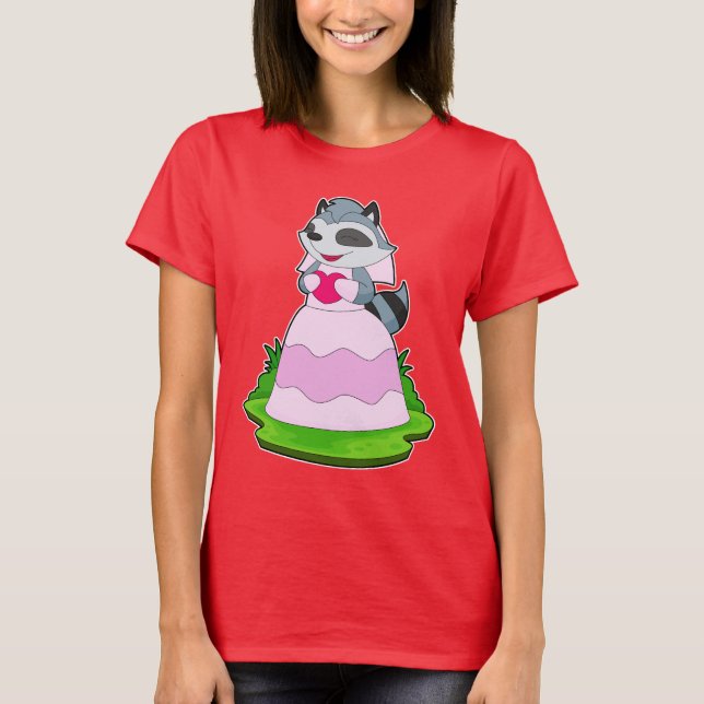 T-shirt Racoon Bride Mariage de coeur (Devant)