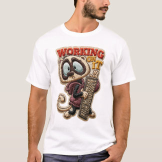 T-shirt Racoon Drôle au Clavier Brodé en Style de Patch