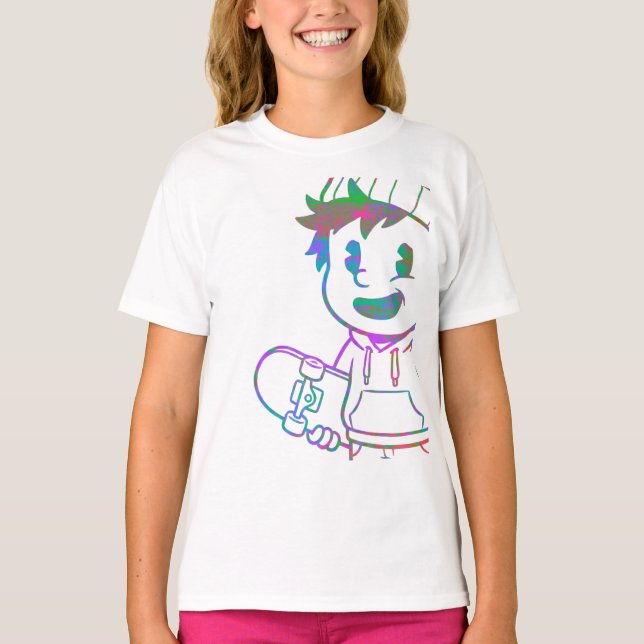 T-shirt Rad Orange : Skateur Rétro (Devant)