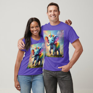 T-shirt Radiant Merveilles : Le Rainbow Baby Unicorn Eleph