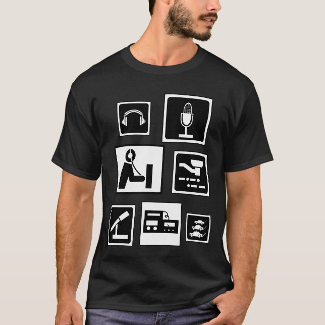 T-shirt radio jambon noir et blanc Icônes (Devant)