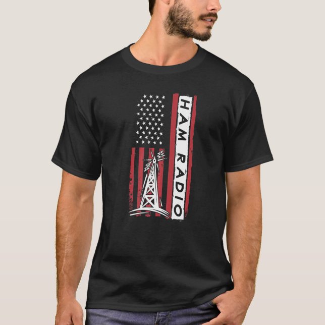 T-shirt Radioopérateur radio amateur de Drapeau américain (Devant)
