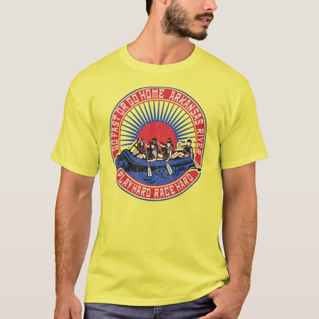 T-shirt Rafting de la rivière Retro Arkansas (Devant)