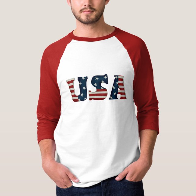 T-shirt Raglan 3/4 manches pour hommes USA (Devant)