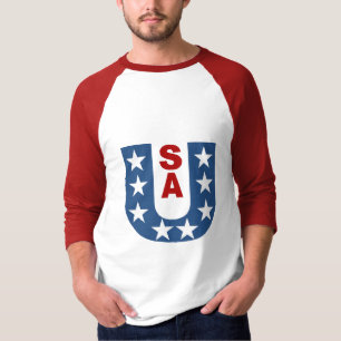 T - Shirt raglan blanc rouge DESIGN USA