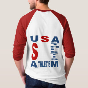 T-shirt  raglan blanc rouge  homme  USA  ATHLETISM