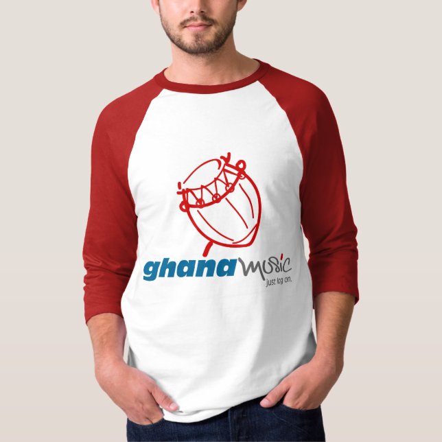 T-shirt Raglan de base de douille du Ghana Music.com 3/4 (Devant)