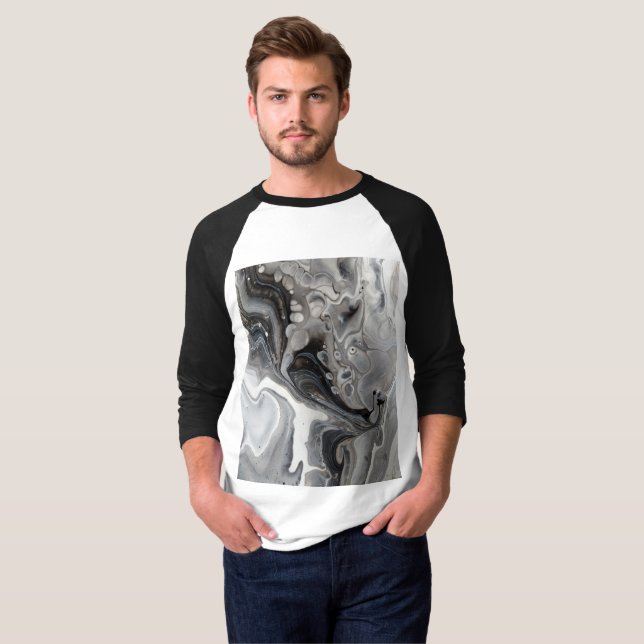 T-shirt Raglan noir et blanc - Baseball Jersey (Devant entier)