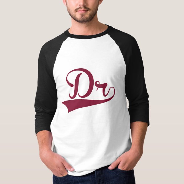 T-shirt Ragland Shirt marron et blanc de docteur Long (Devant)