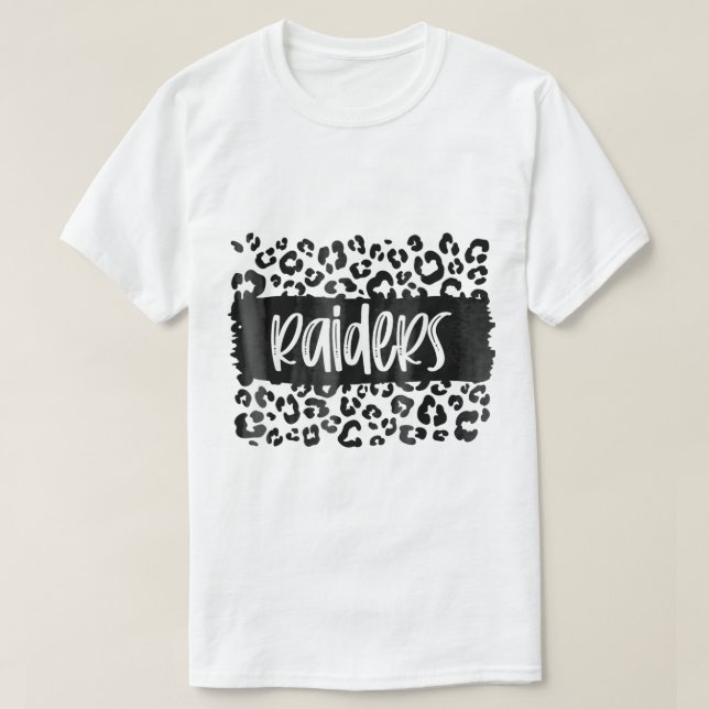 T-shirt Raiders Team Mascot School Spirit Game Nuit Leopa (Design devant)
