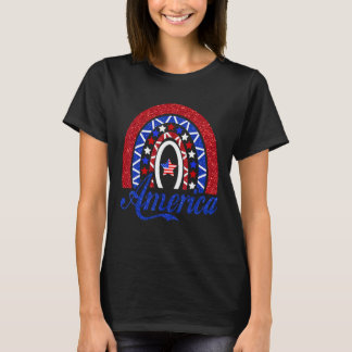 T-shirt Rainbow America American Flag Patriotique 4 Juil