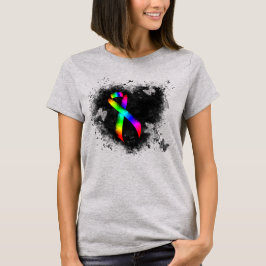 T-shirt Rainbow Awareness Ribbon Grunge Heart