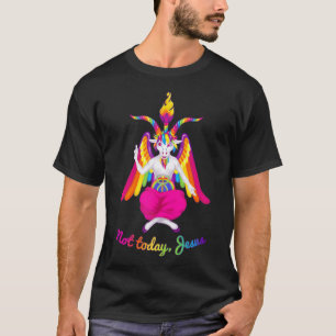 T-shirt Rainbow Baphomet Not Today Jesus Kawaii Hail Satan