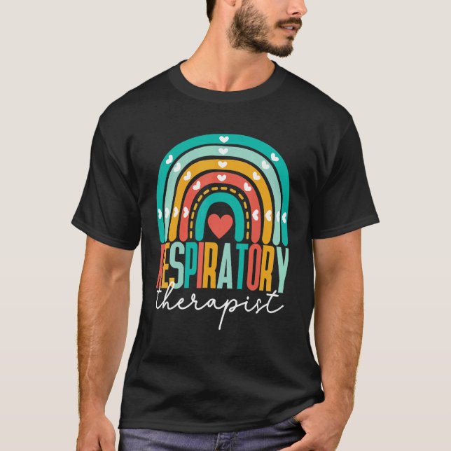 T-shirt Rainbow Boho Coloful Respiratory Therapist RT Ther (Devant)