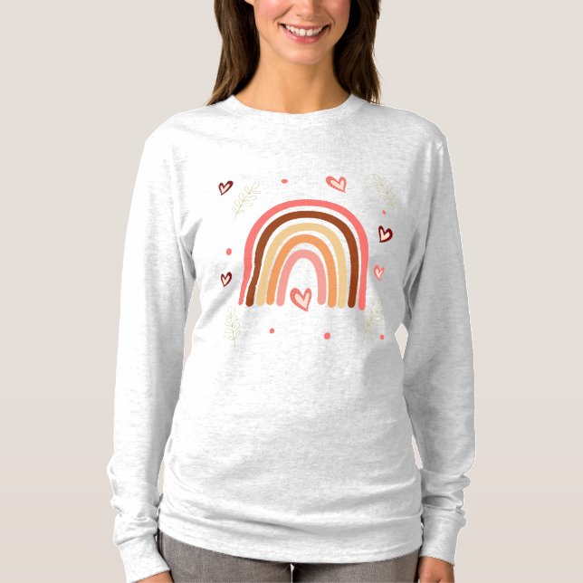 T-shirt Rainbow Boho Pois et Harts couleur neutre (Devant)