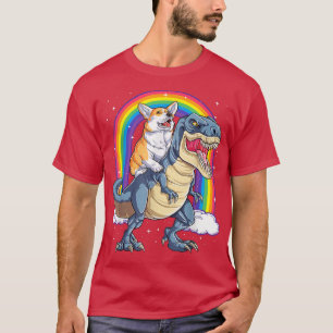 T-shirt Rainbow Corgi équitation Dinosaur T re Cute Corgi 