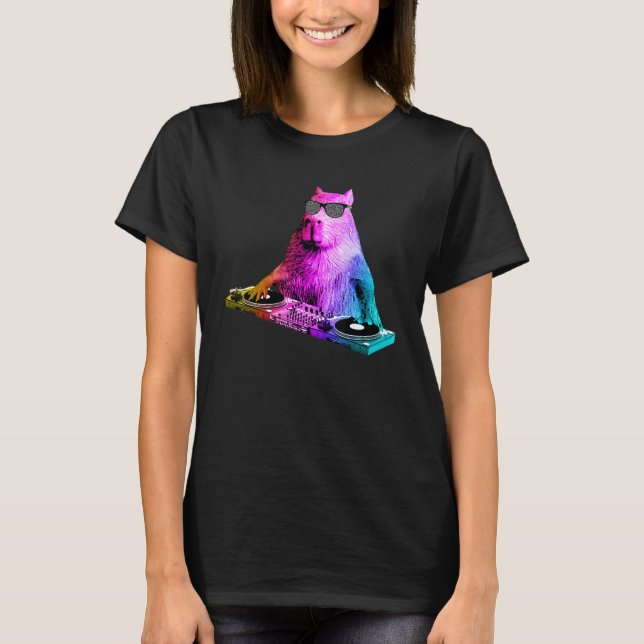 T-shirt Rainbow Dj Capybara House (Devant)