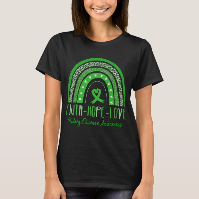 T-shirt Rainbow Faith Hope Love Connaissance de la maladie (Devant)