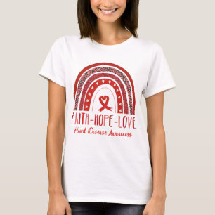 T-shirt Rainbow Faith Hope Love Heart Disease Awareness