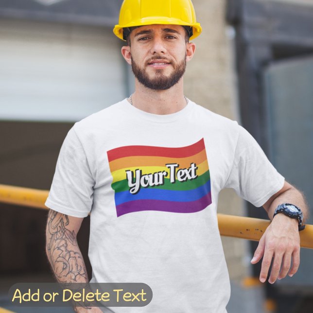 T-shirt Rainbow Flag Flying Ajouter votre Gay pride de tex (Créateur téléchargé)