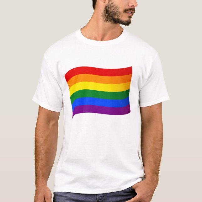 T-shirt Rainbow Flag Gay pride LGBT Love is Love LGBTQ (Devant)