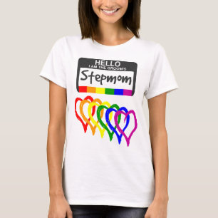 T-shirt Rainbow Flag Hearts Groom StepMom Name Badge