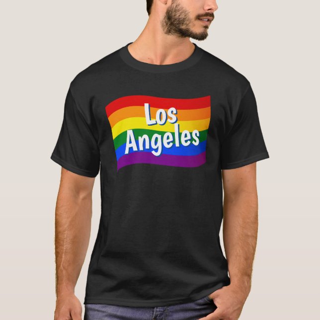 T-shirt Rainbow Flag Los Angeles Gay pride LGBT LGBTQ (Devant)