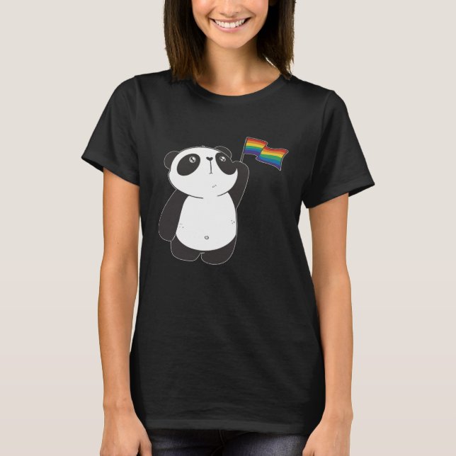 T-shirt Rainbow Flag Panda Cute Pansexual LGBTQ Gay Pride  (Devant)