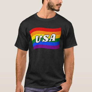 T-shirt Rainbow Flag USA Gay pride américain LGBT LGBTQ