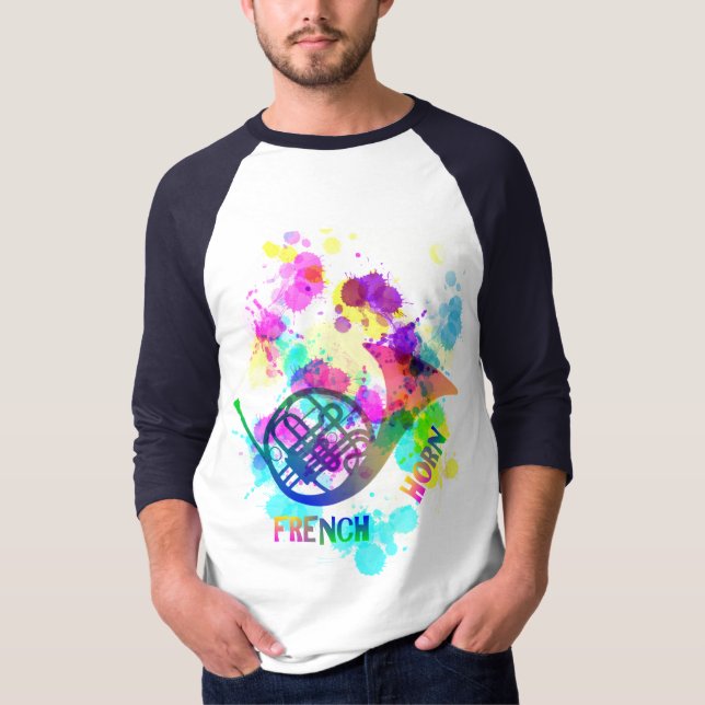 T-shirt Rainbow French Horn Music Thème (Devant)
