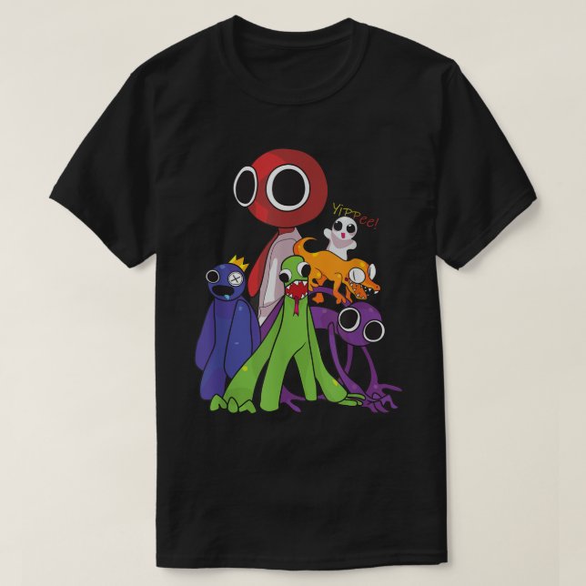 T-shirt Rainbow Friends bleu orange vert (Design devant)