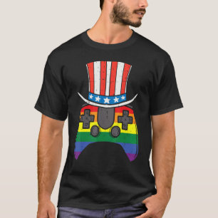 T-shirt Rainbow Gay Gay Contrôleur Us Drapeau Top Hat Lgbt