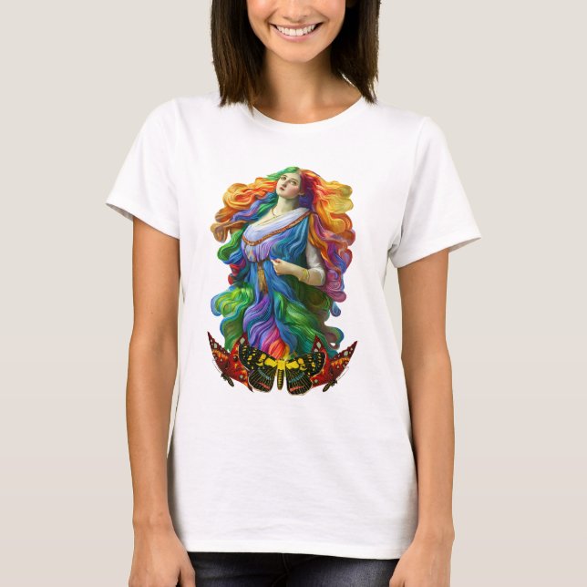 T-shirt Rainbow Goddess peinture numérique art original (Devant)
