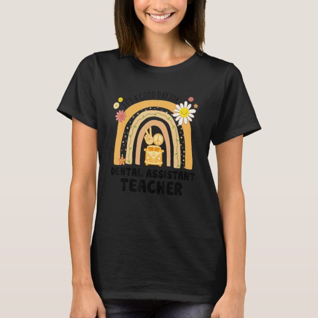 T-shirt Rainbow Groovy Peace Dental Assistant Teacher Vint (Devant)