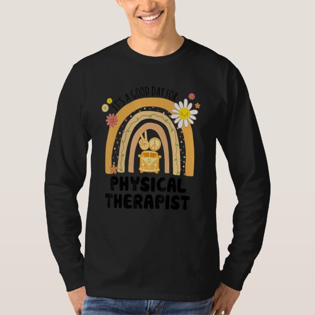 T-shirt Rainbow Groovy Peace Physical Therapist Vintage (Devant)