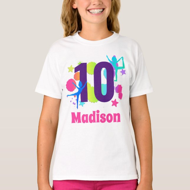 T-shirt Rainbow Gymnastique Anniversaire Fête Age Chemise (Devant)