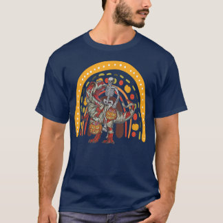 T-shirt Rainbow Halloween Skeleton Riding Mummy Dinosaur T