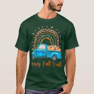 T-shirt Rainbow Happy Fall Y'all Camion Citrouille Automne