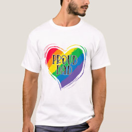 T-shirt Rainbow Heart Flag Fier papa LGBT Gay pride Mois
