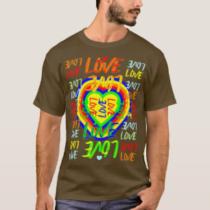 T-shirt Rainbow Heart Love LGBT Pride Word Art