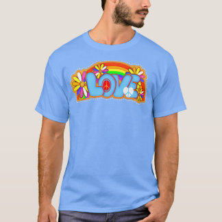 T-shirt Rainbow Hippie Love Typographie