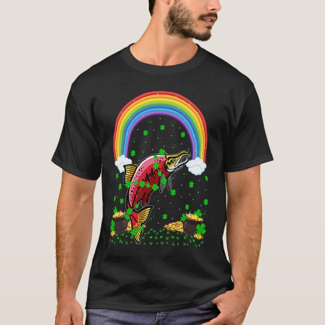 T-shirt Rainbow Irish Shamrock Crappie Fish St Patrick's D (Devant)
