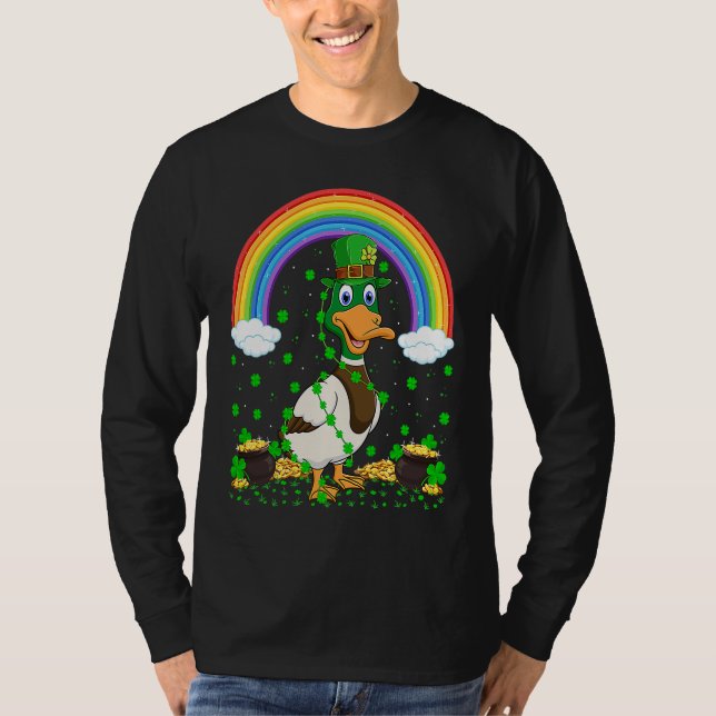 T-shirt Rainbow Irish Shamrock Duck Bird St Patrick's Day (Devant)