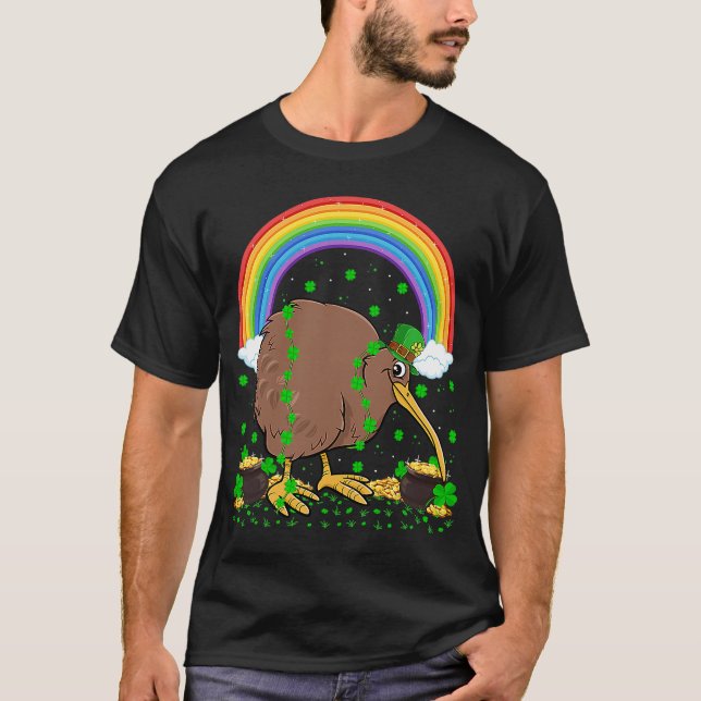 T-shirt Rainbow Irish Shamrock Kiwi Bird St Patrick's Day (Devant)
