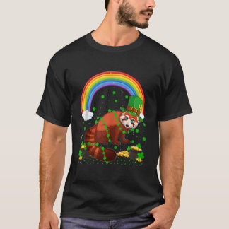 T-shirt Rainbow Irish Shamrock Red Panda St Patrick'S Day