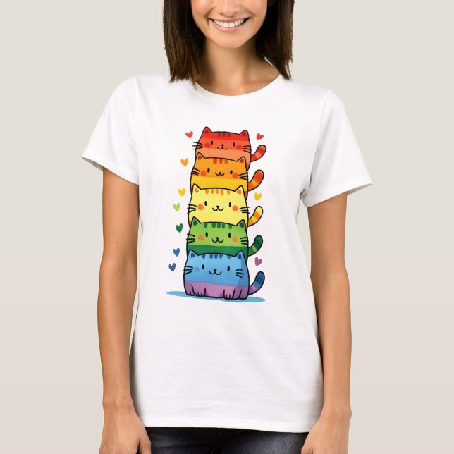 T-shirt Rainbow Kitty Cat Pride (Devant)